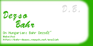 dezso bahr business card